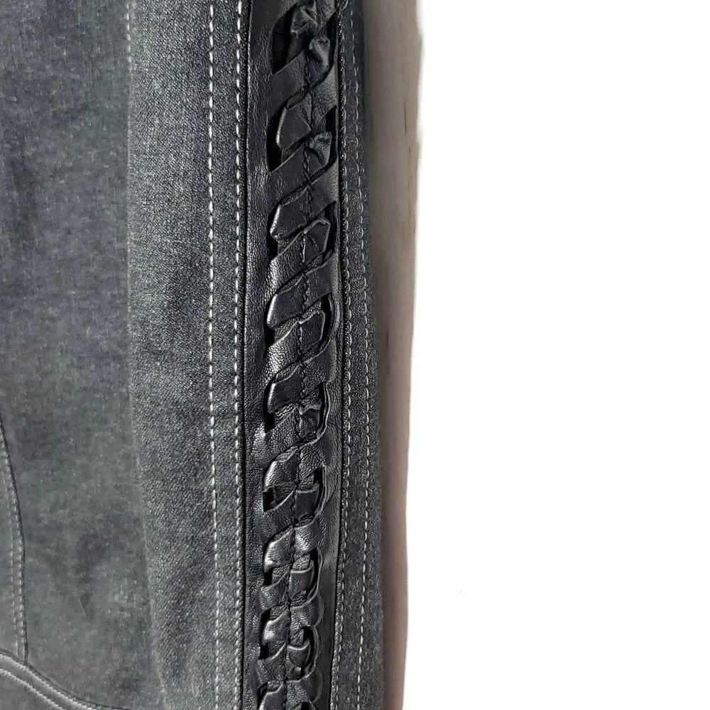 Vintage Christian Dior Y2K Grunge Goth Denim & Lambskin Mini Skirt Size 10